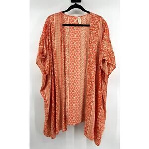 Japna Women's Open Front Kimono Floral Paisley Print Boho Beachy CoverUp Coastal